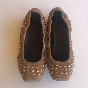 Dmsx camel kid suede studded flats
